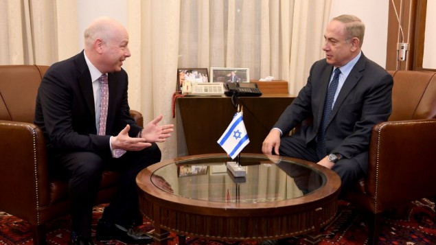 Assistant to the President and Special Representative for International Negotiations Jason Greenblatt meets Prime Minister Benjamin Netanyahu at the Prime Minister’s Office in Jerusalem, Monday, March 13, 2017. (Matty Stern/US Embassy Tel Aviv)
